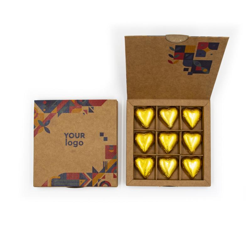 Шоколадный набор Сердца с логотипом 68 г Книга крафт